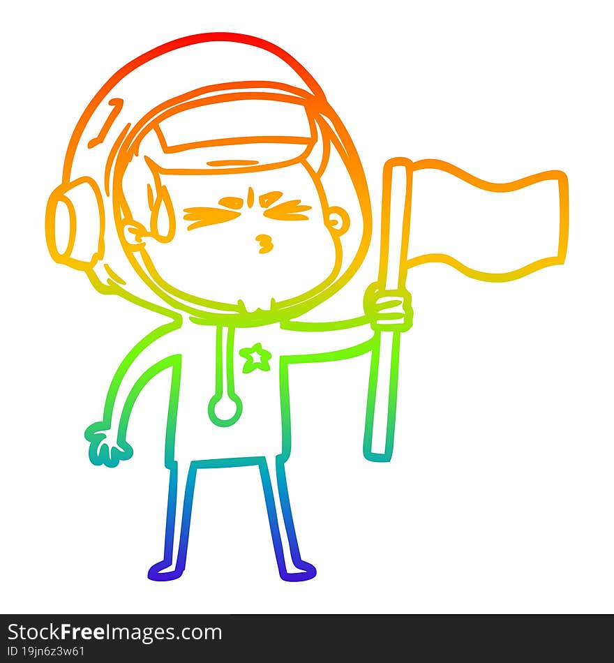 rainbow gradient line drawing cartoon stressed astronaut