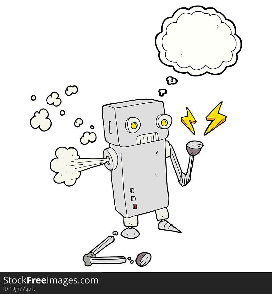 thought bubble cartoon broken robot