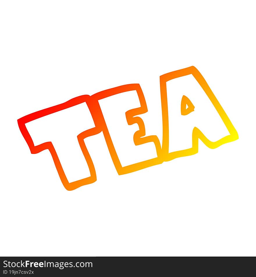 Warm Gradient Line Drawing Cartoon Word Tea