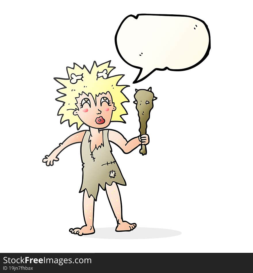 freehand drawn speech bubble cartoon cave woman