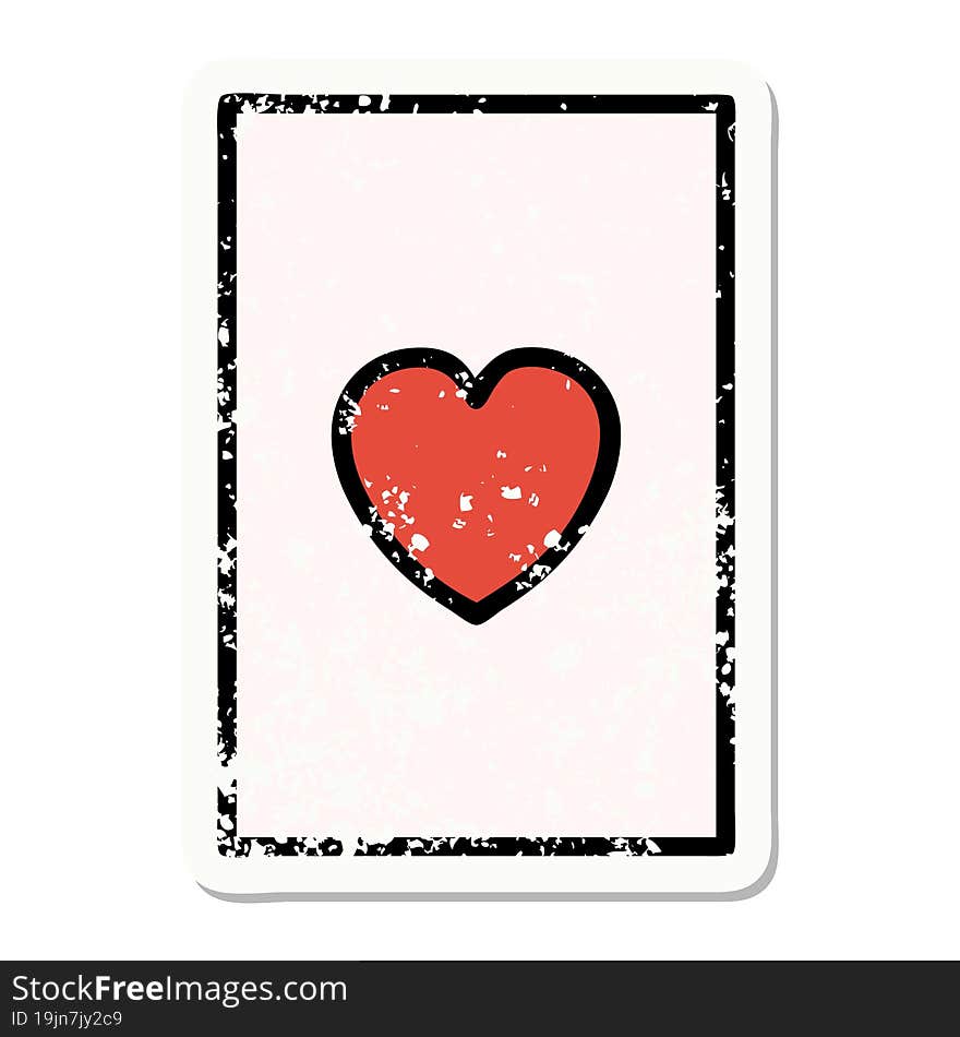 traditional distressed sticker tattoo of the ace of hearts