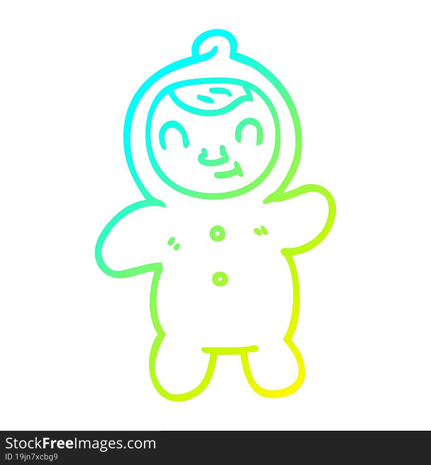 cold gradient line drawing of a cartoon human baby