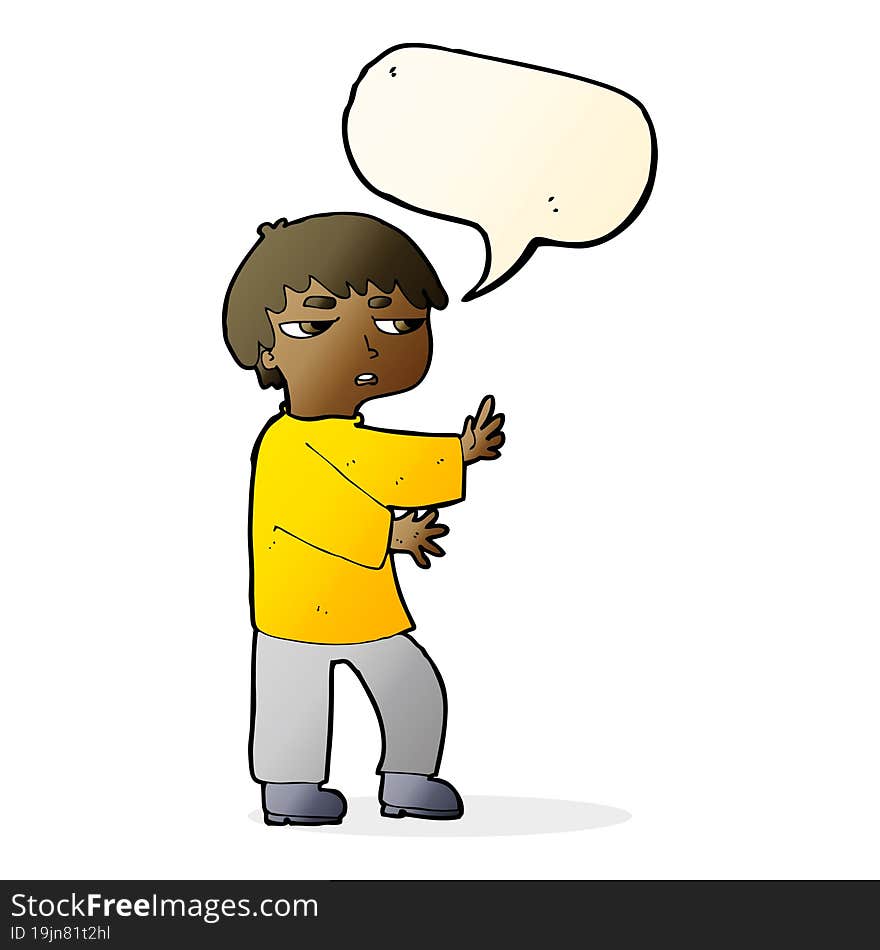 Cartoon Man Gesturing With Speech Bubble