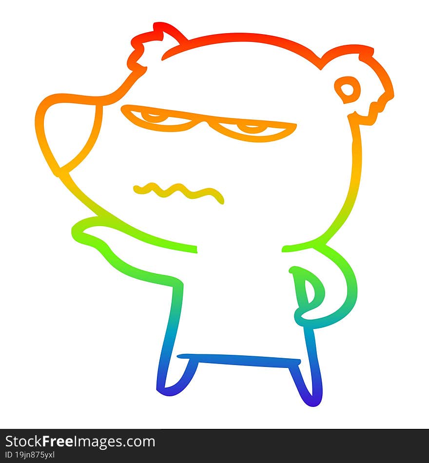 rainbow gradient line drawing of a angry bear cartoon