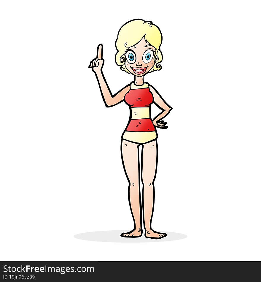 cartoon woman in striped swimsuit