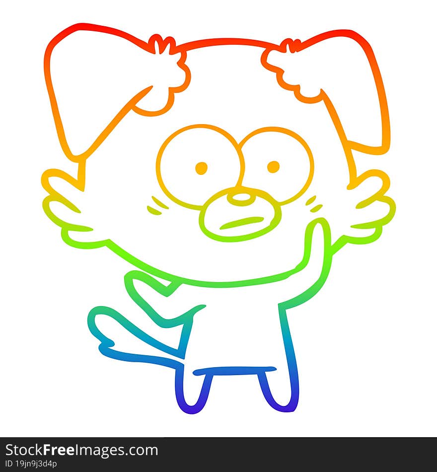 rainbow gradient line drawing nervous dog cartoon