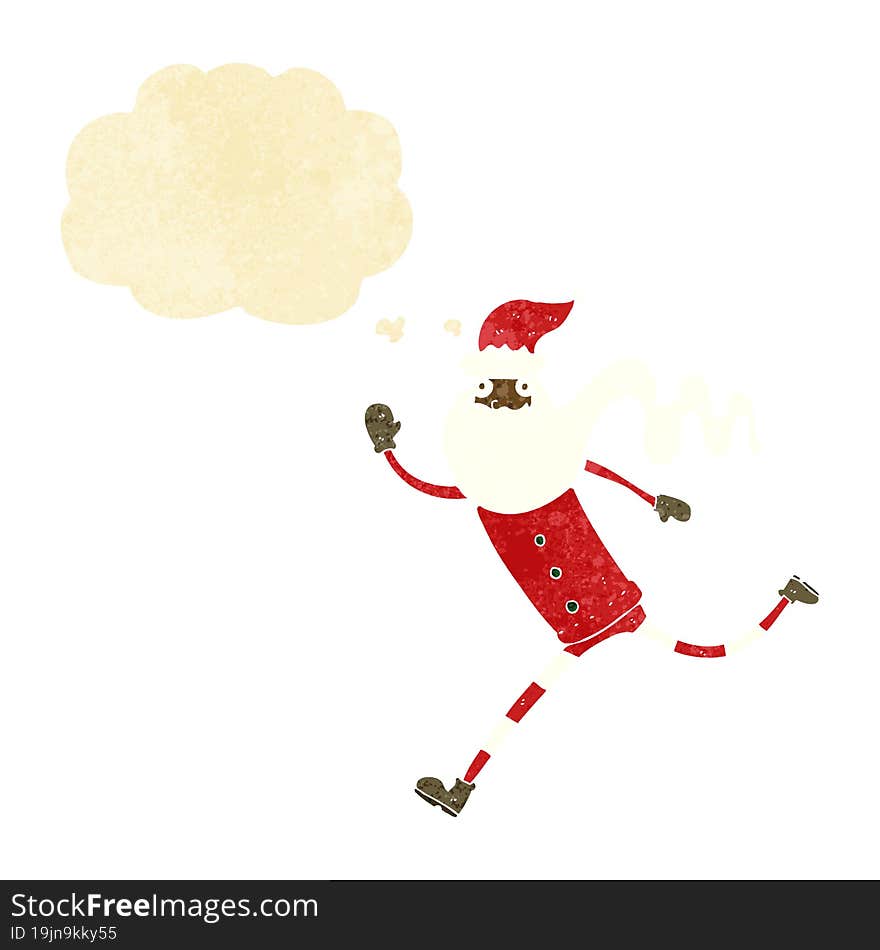 Cartoon Running Santa With Thought Bubble