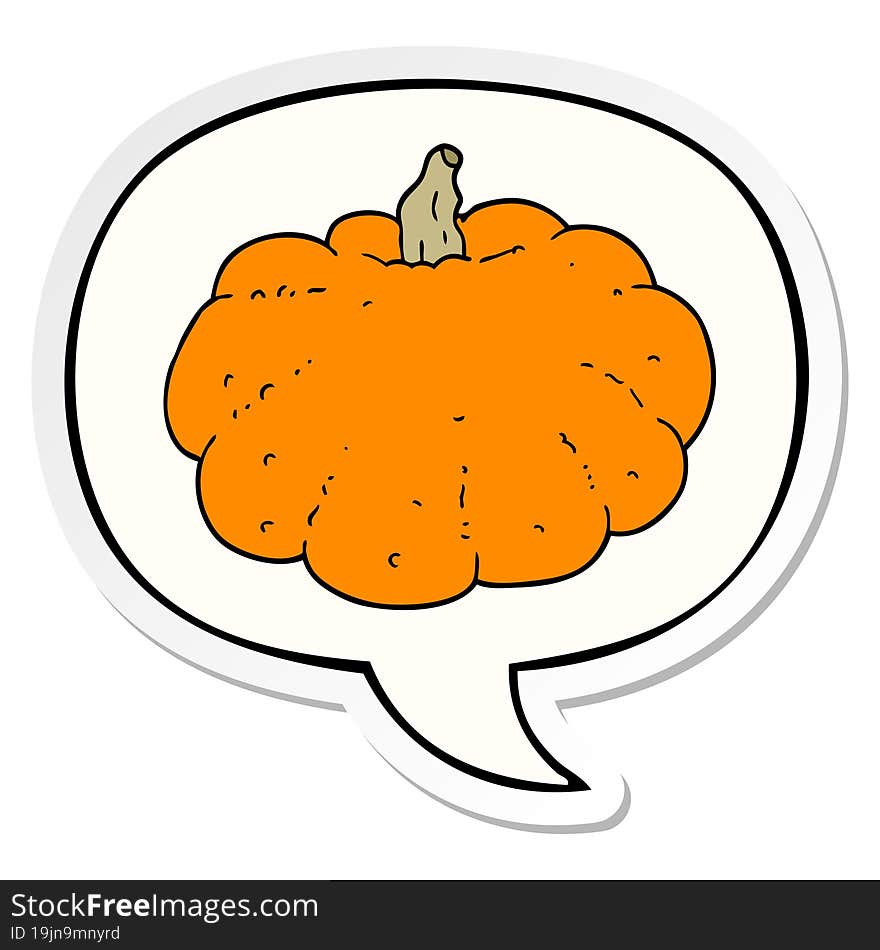 cartoon pumpkin and speech bubble sticker