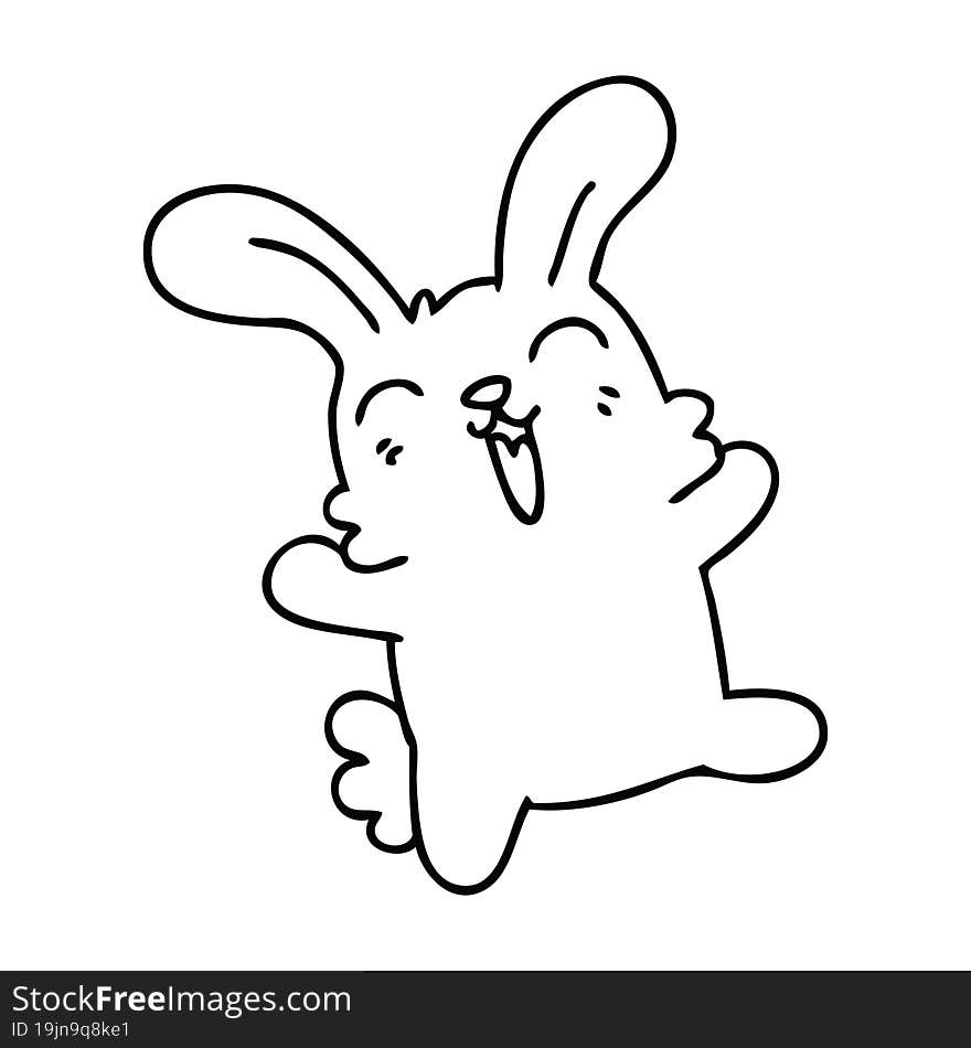 line drawing quirky cartoon rabbit. line drawing quirky cartoon rabbit