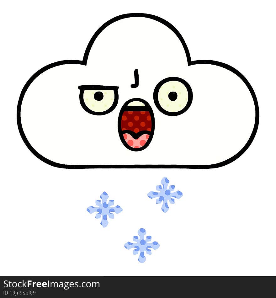 comic book style cartoon of a snow cloud