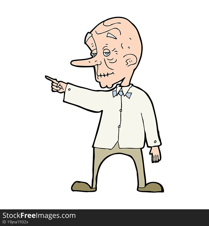 cartoon old man pointing