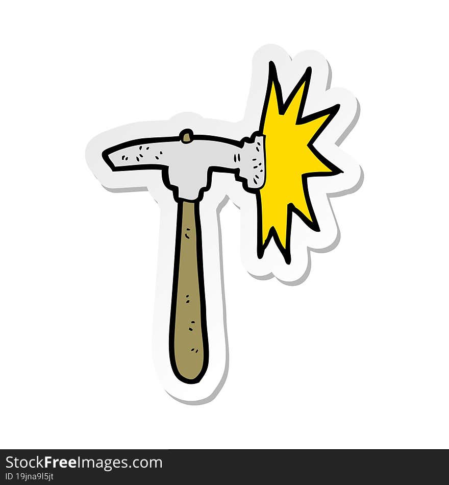 Sticker Of A Cartoon Hammer