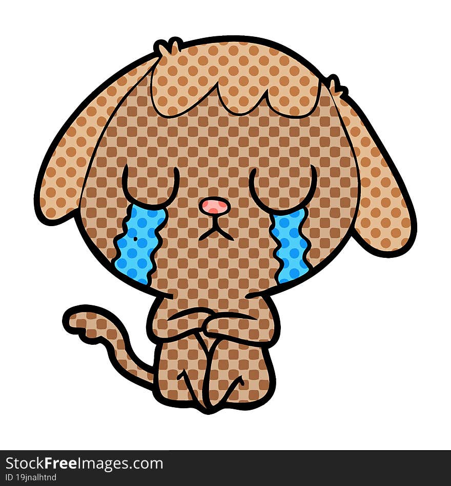 cute cartoon dog crying. cute cartoon dog crying