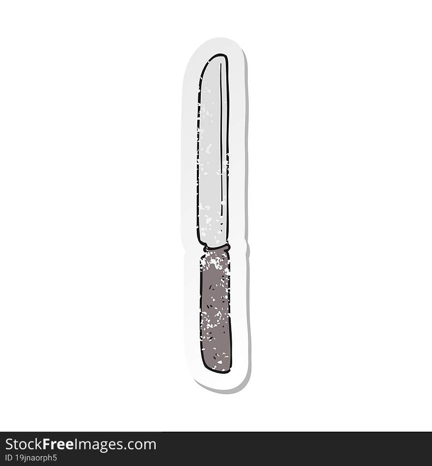 Retro Distressed Sticker Of A Cartoon Cutlery Knife