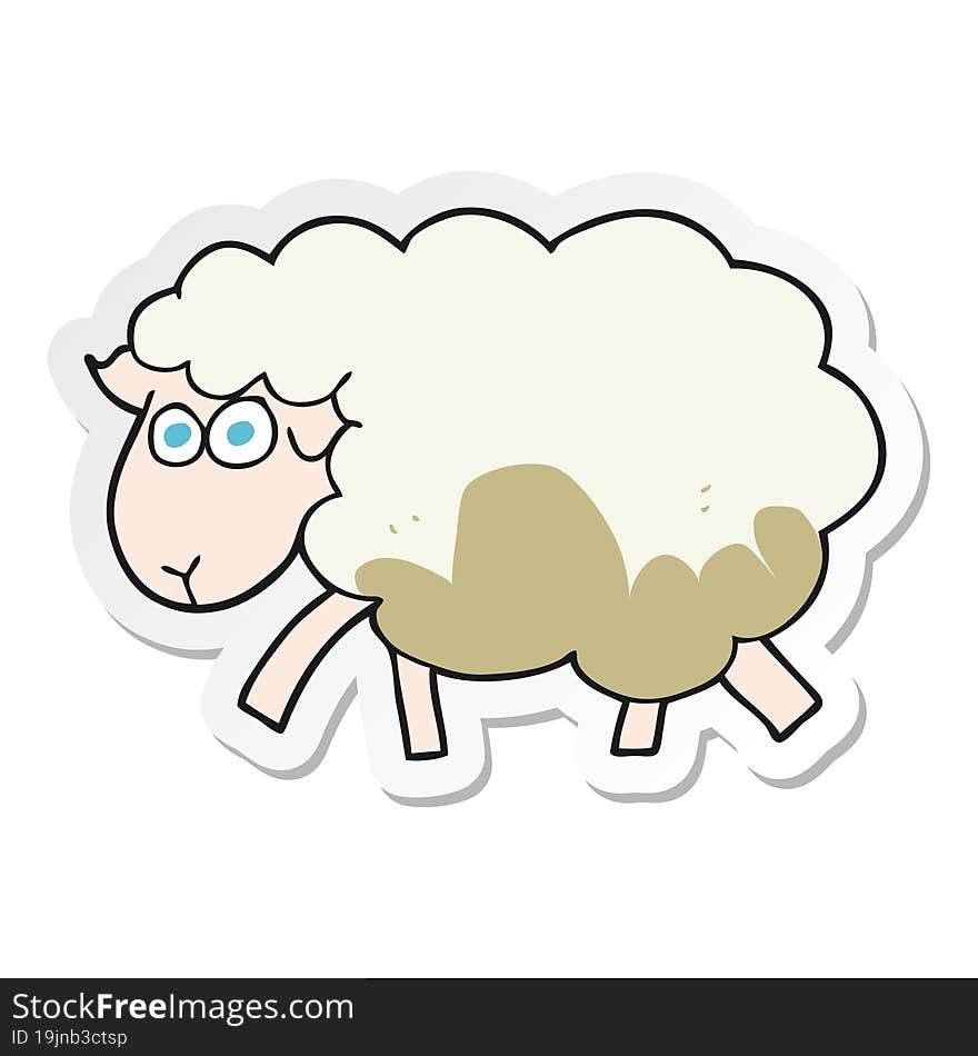 sticker of a cartoon muddy sheep