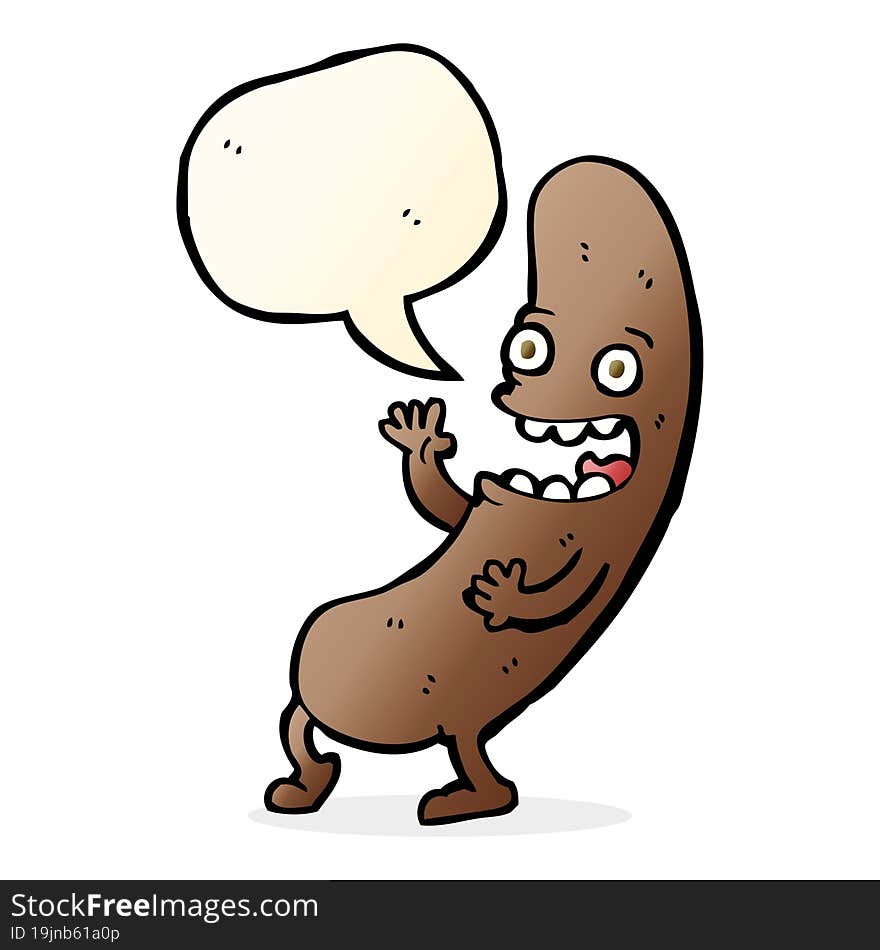 Cartoon Sausage With Speech Bubble