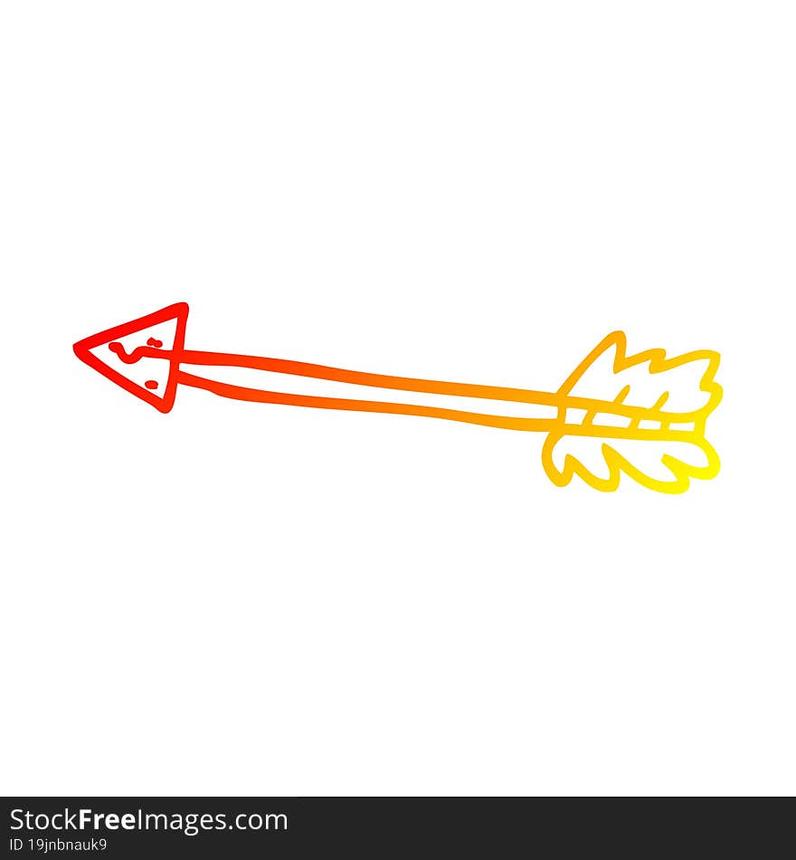 Warm Gradient Line Drawing Cartoon Long Arrow