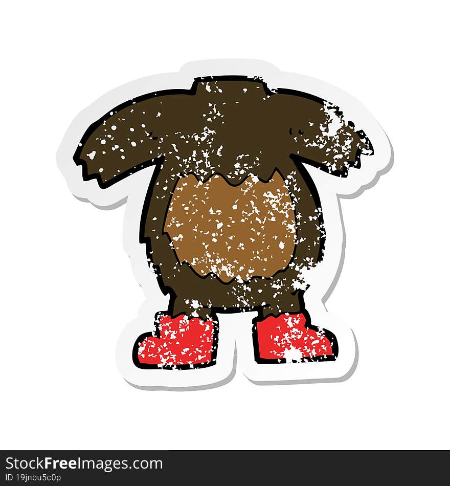 retro distressed sticker of a cartoon black bear body