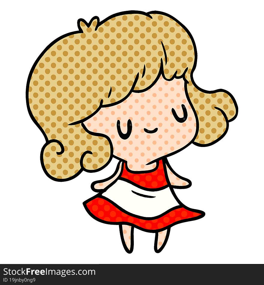 cartoon illustration kawaii of cute girl. cartoon illustration kawaii of cute girl