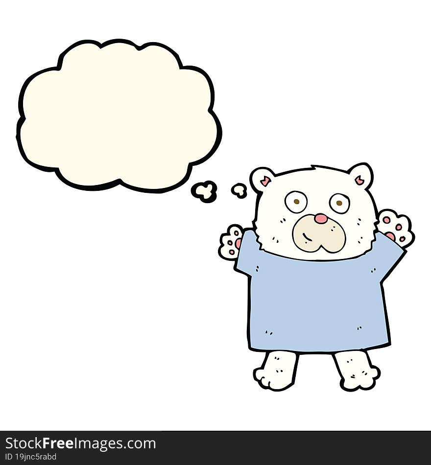 cartoon cute polar bear with thought bubble