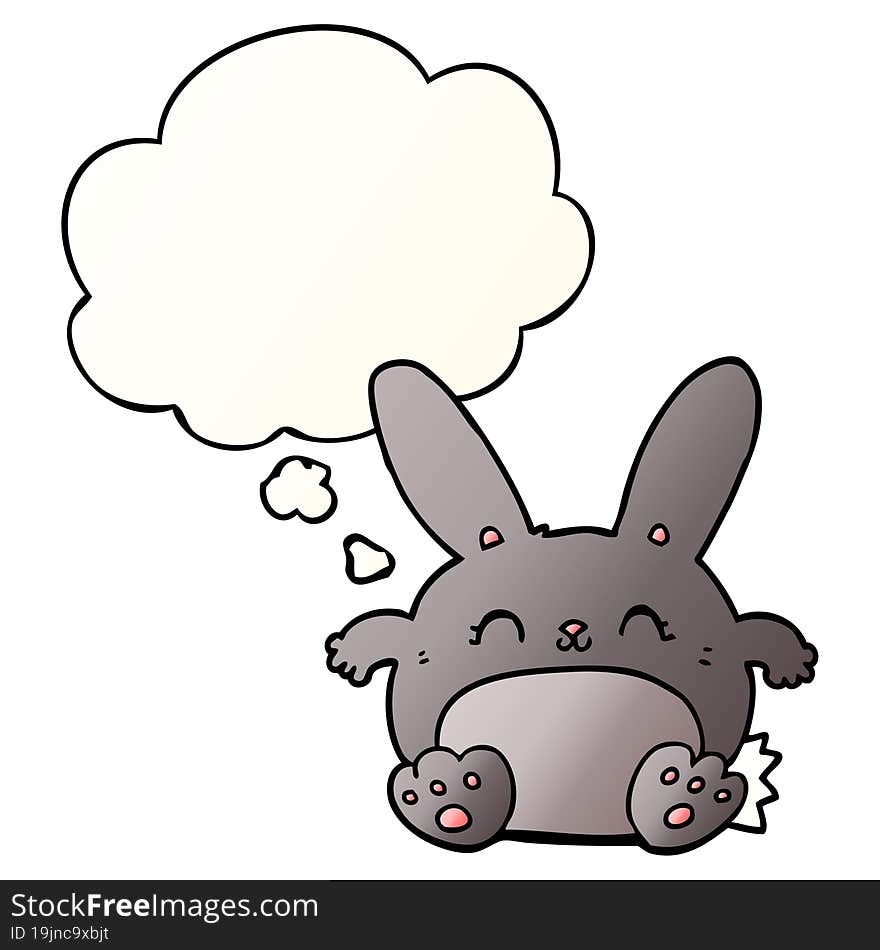 cartoon rabbit with thought bubble in smooth gradient style