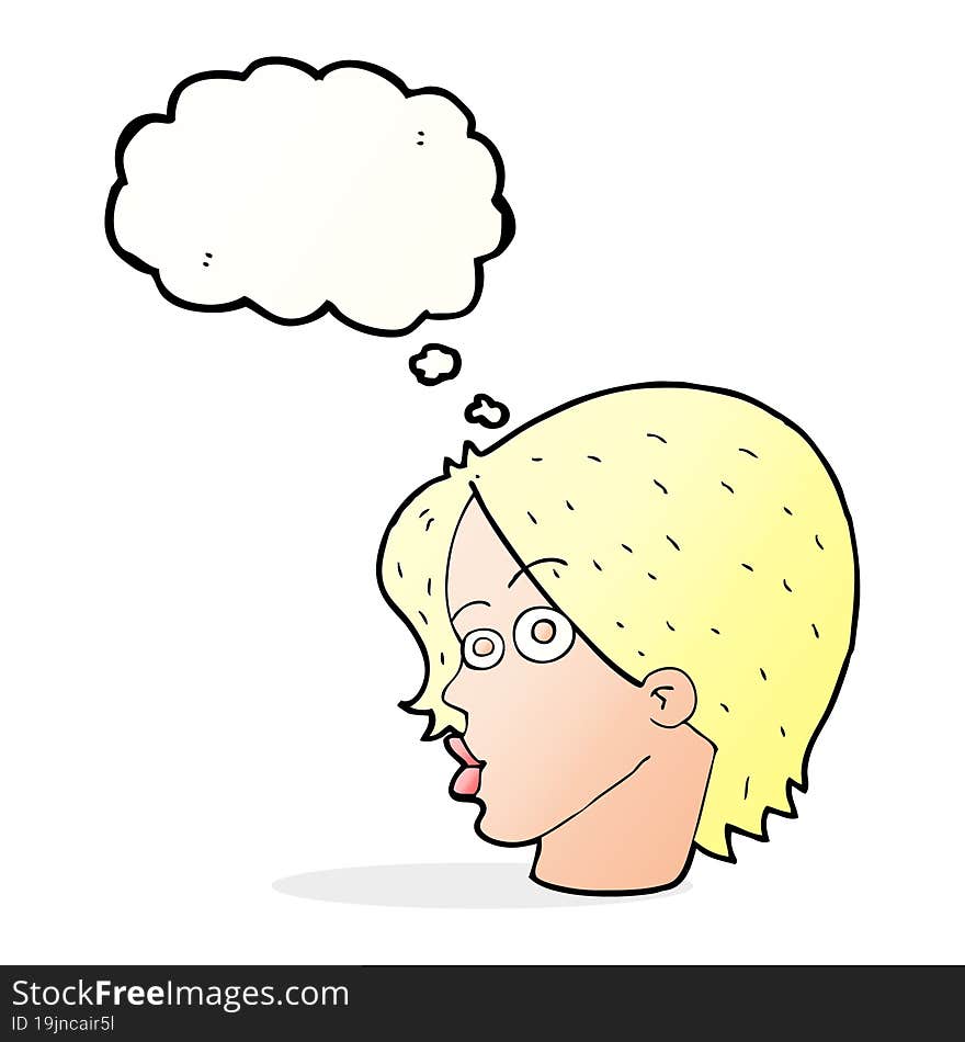 Cartoon Female Face With Thought Bubble