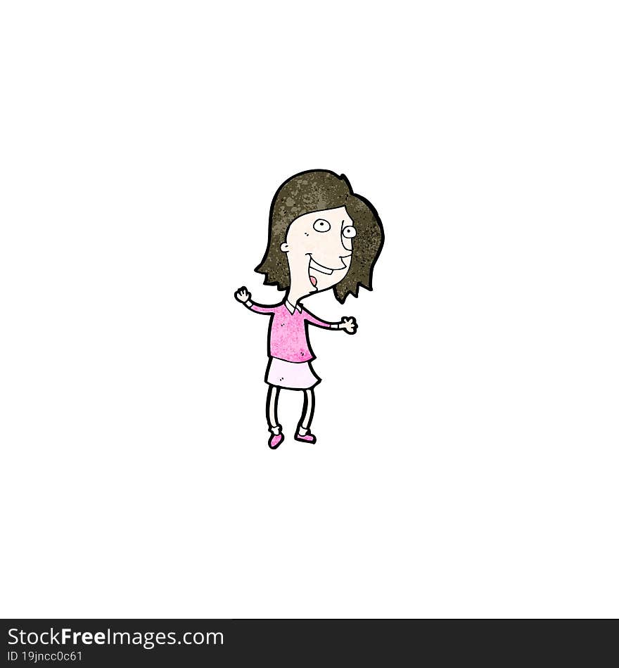 cartoon excited woman