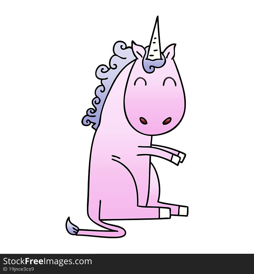 quirky gradient shaded cartoon unicorn