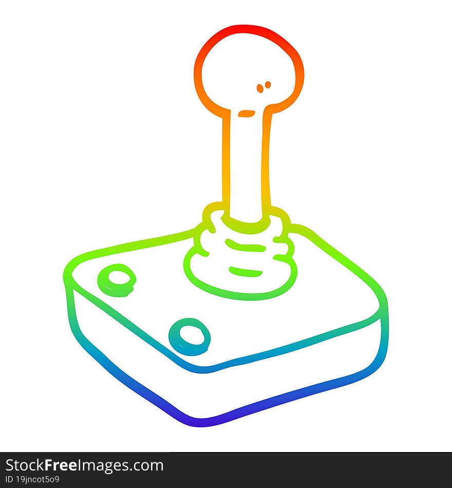 rainbow gradient line drawing of a cartoon joystick