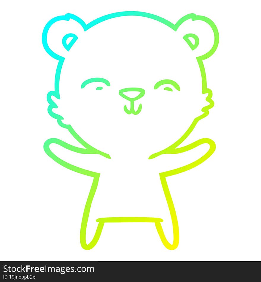 Cold Gradient Line Drawing Happy Cartoon Polar Bear