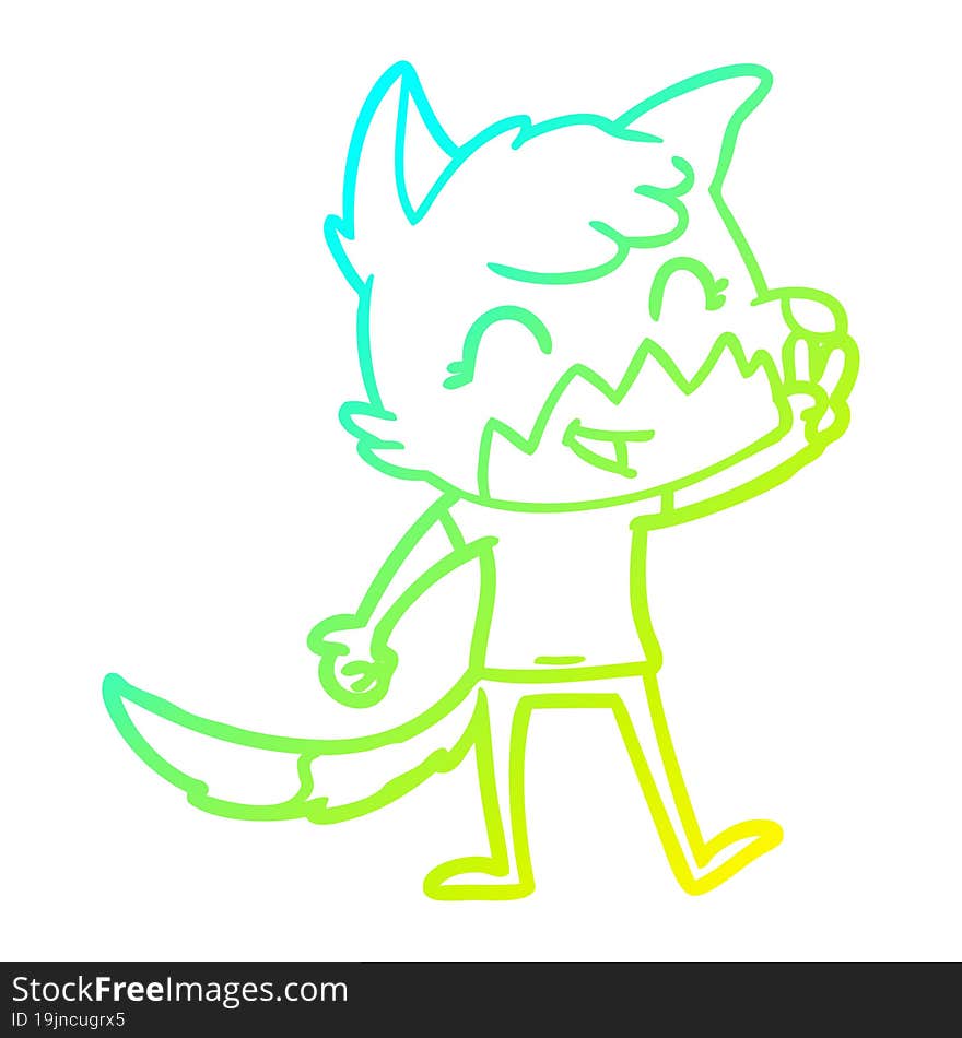 cold gradient line drawing happy cartoon fox