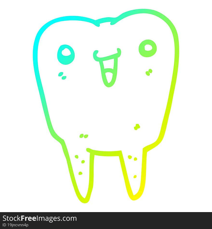 cold gradient line drawing cartoon tooth