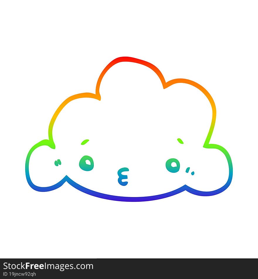 rainbow gradient line drawing cartoon cloud