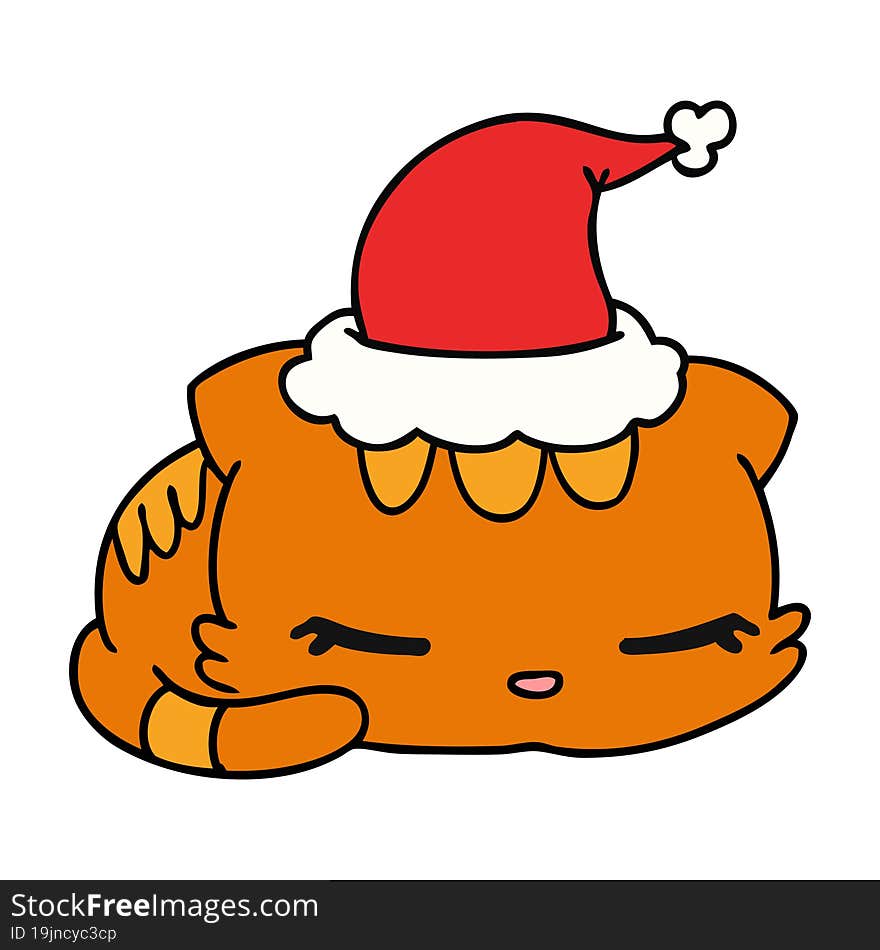 christmas cartoon of kawaii cat