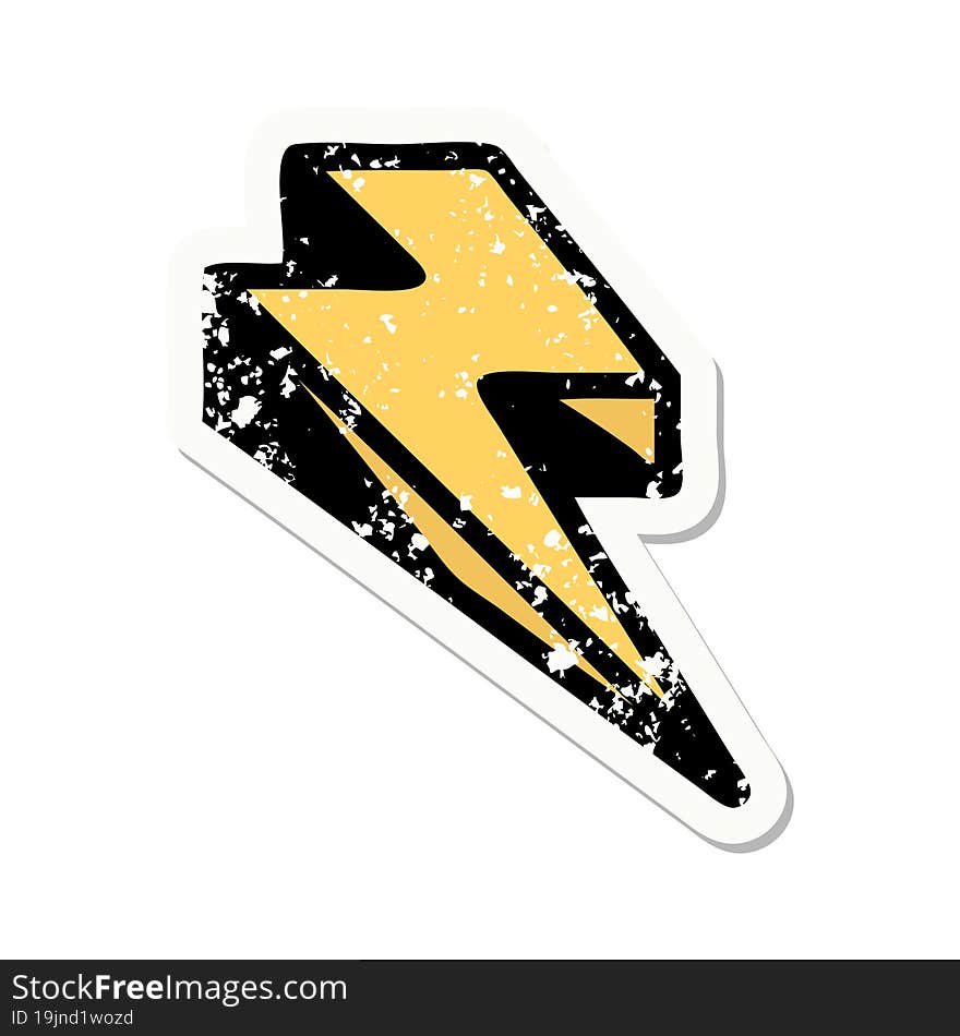 Traditional Distressed Sticker Tattoo Of Lightning  Bolt