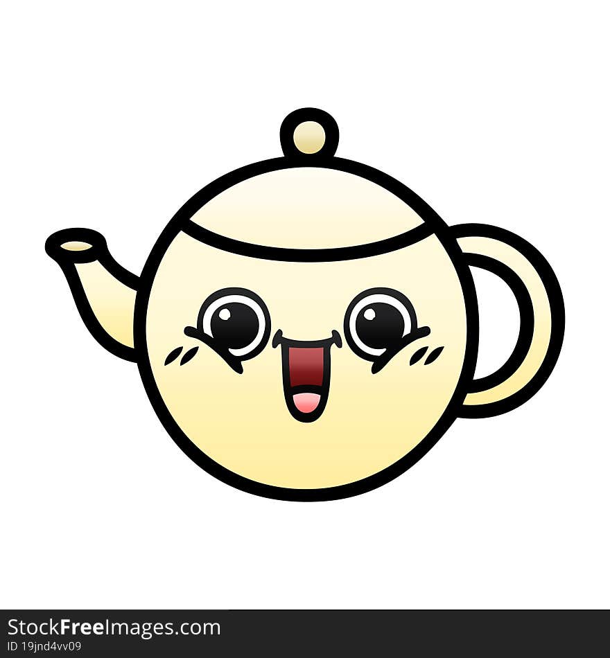 gradient shaded cartoon tea pot