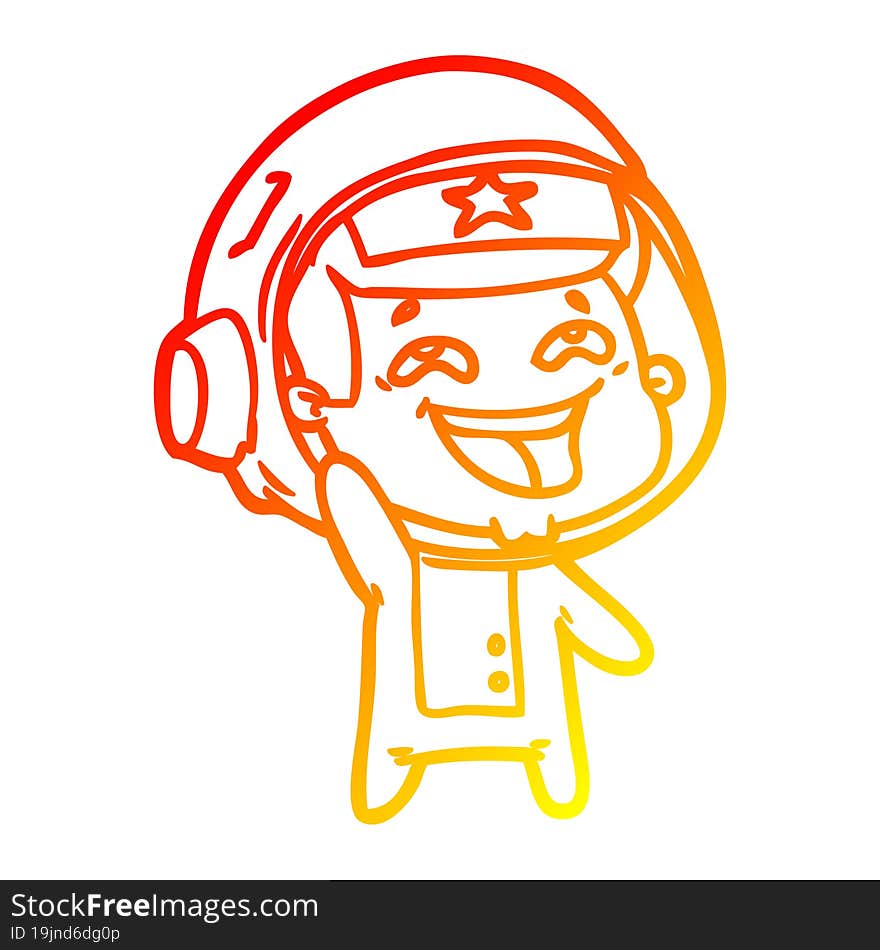 warm gradient line drawing cartoon laughing astronaut