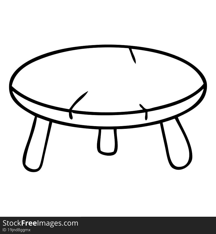 Line Drawing Doodle Of A Wooden Stool