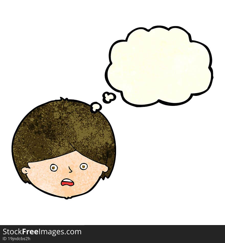 cartoon unhappy boy  with thought bubble