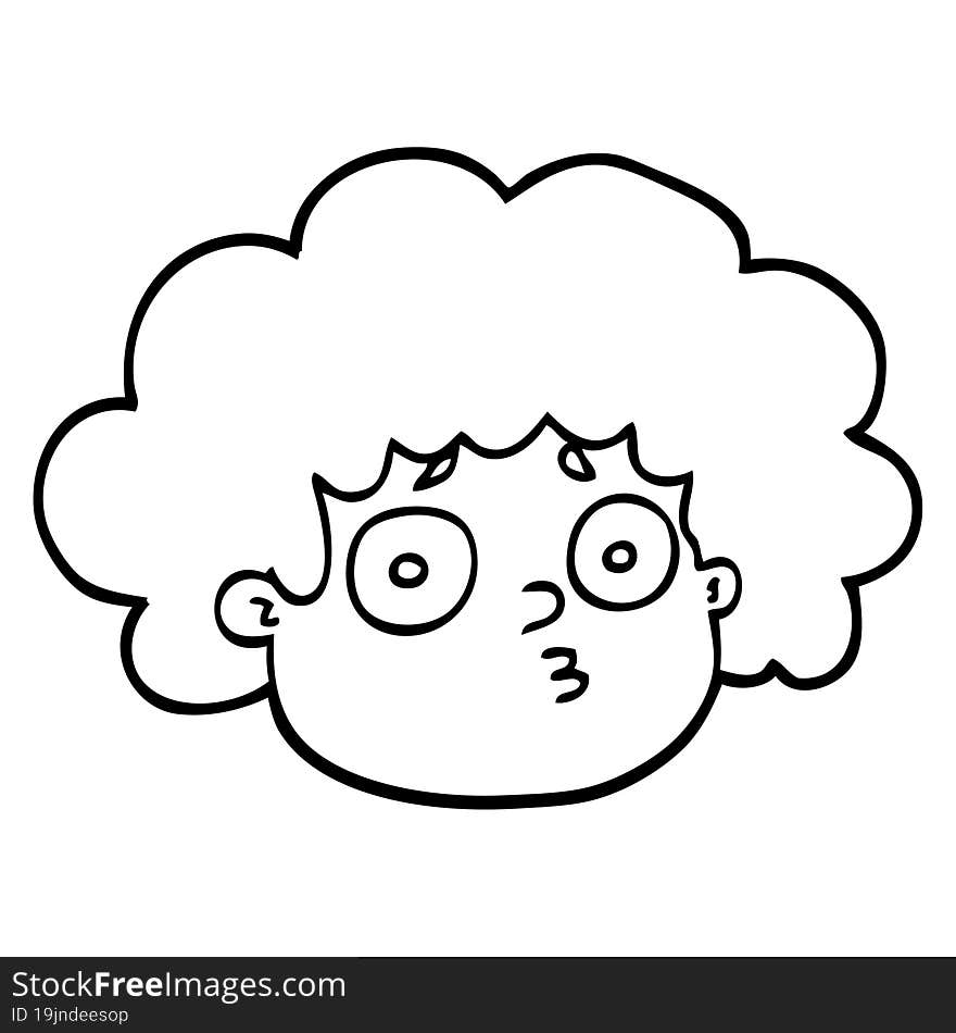 Black And White Cartoon Big Hair Boy