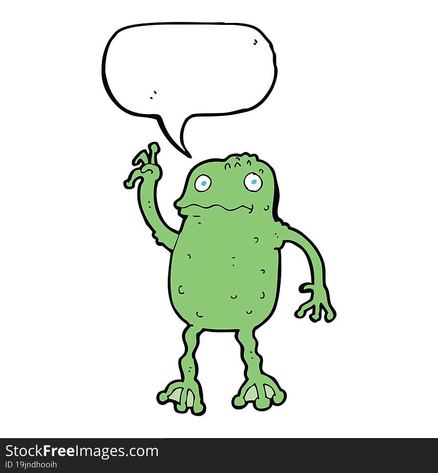 Cartoon Frog With Speech Bubble