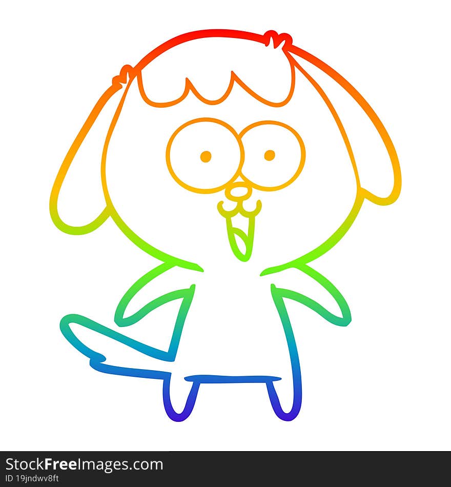 rainbow gradient line drawing of a cute cartoon dog