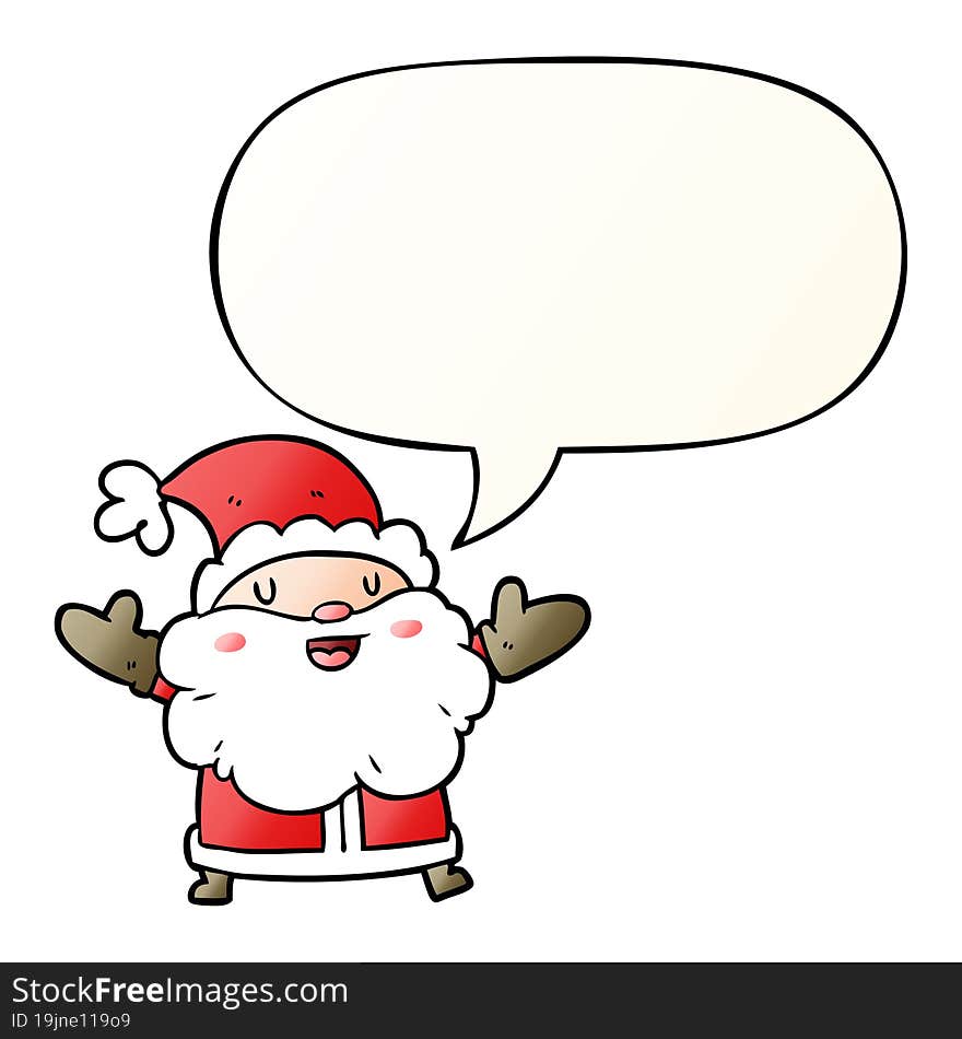 Cartoon Santa Claus And Speech Bubble In Smooth Gradient Style