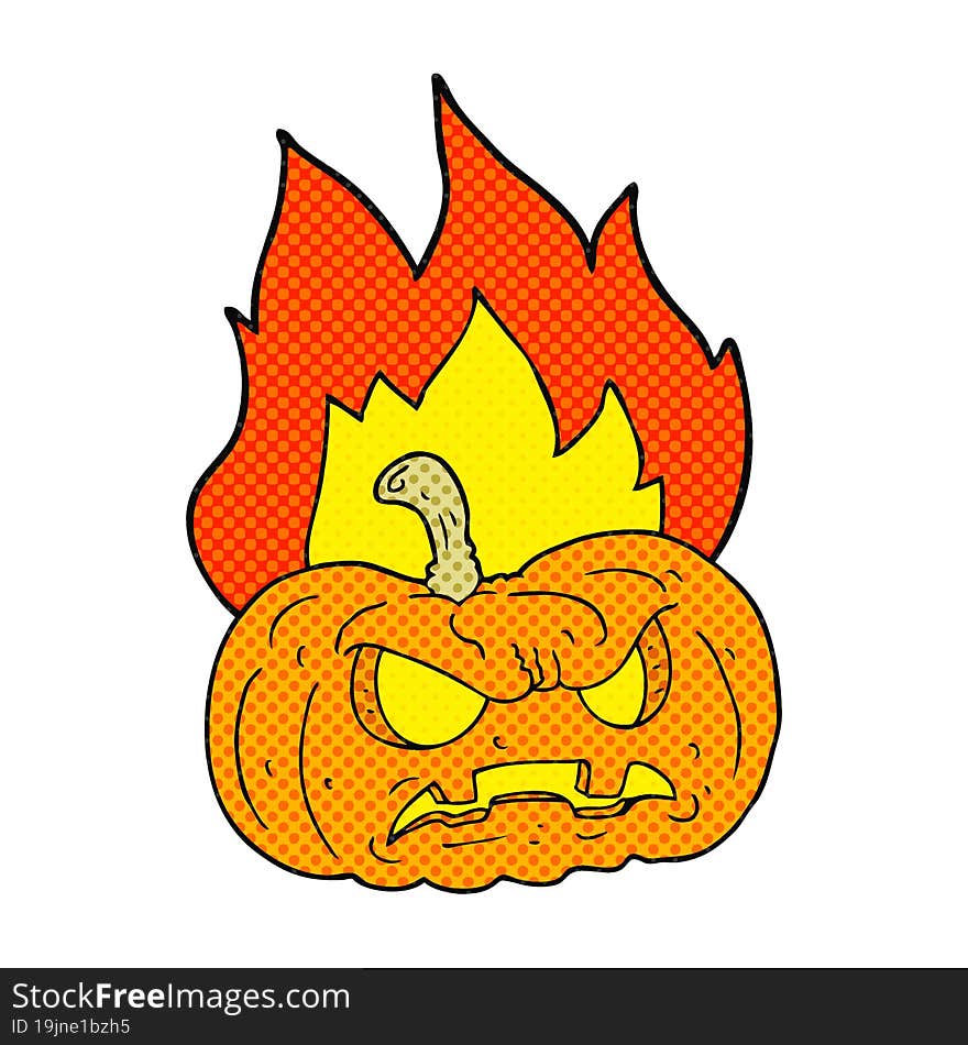 Comic Book Style Cartoon Halloween Pumpkin