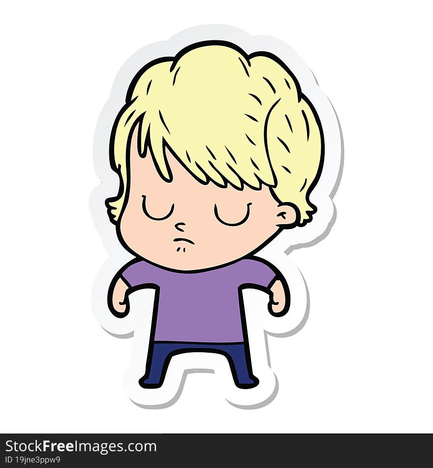 sticker of a cartoon woman