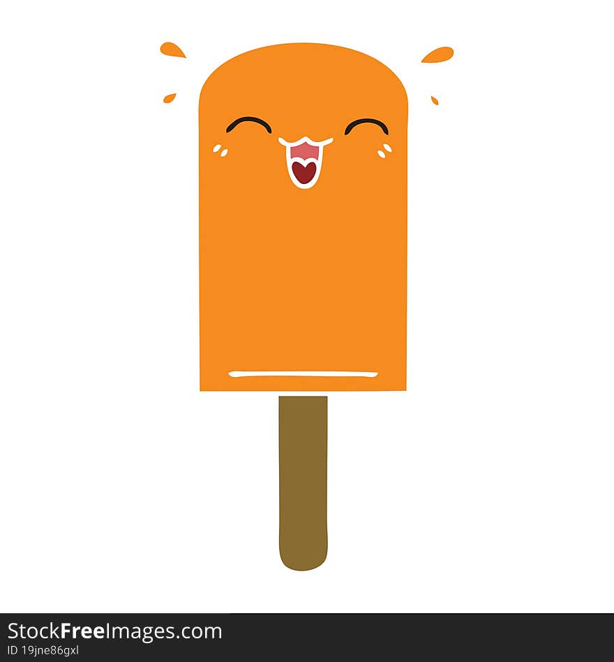 hand drawn quirky cartoon orange ice lolly. hand drawn quirky cartoon orange ice lolly