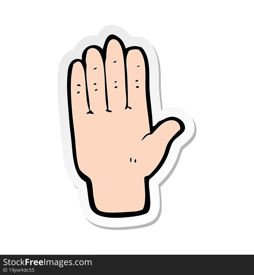 sticker of a cartoon open hand