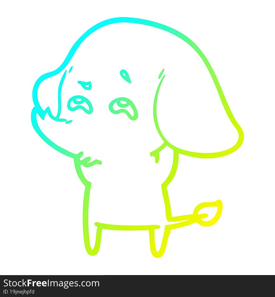 cold gradient line drawing cartoon elephant remembering