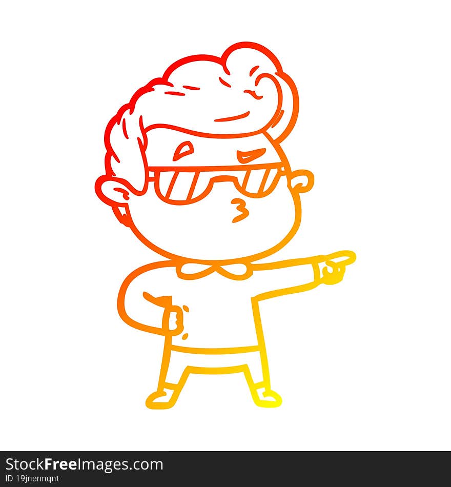 warm gradient line drawing cartoon cool guy