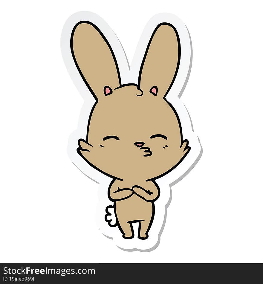 sticker of a curious bunny cartoon